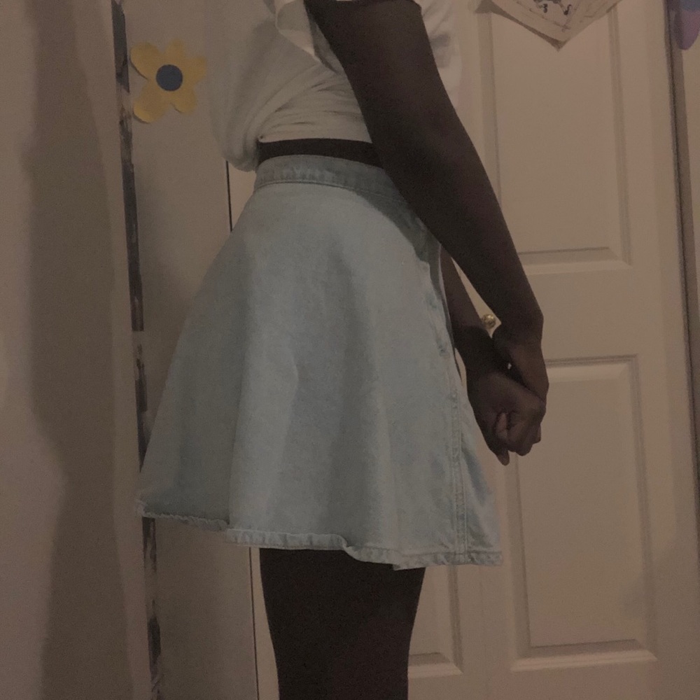 Denim flow-y mini skirt